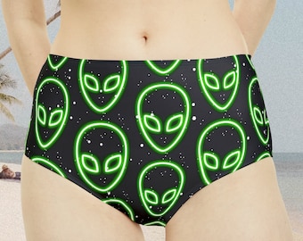 Alien High-Waist Hipster Bikini Bottom Full Coverage Gothic Beachwear