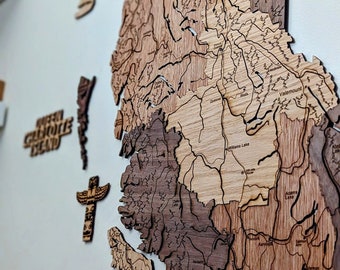 3D Wood Map of British Columbia | Canada