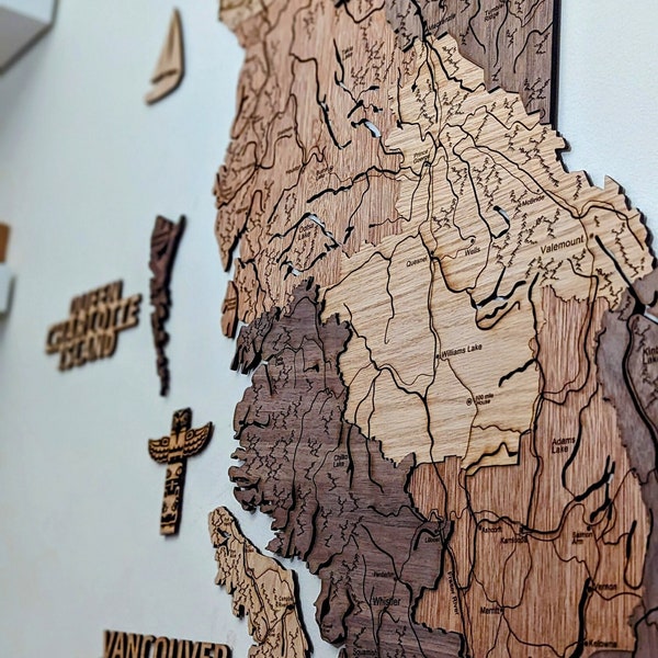 3D Wood Map of British Columbia | Canada