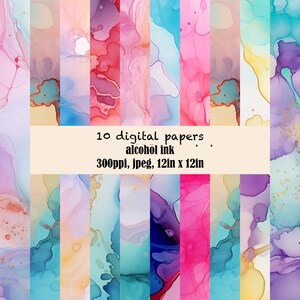Pastel Alcohol Ink Digital Papers - Soft Abstract Patterns for Scrapbooking, Printable Backgrounds, Artistic Wall Decor Gift Ideas