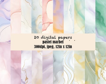 Pastell Marmor Digitales Papier: Abstrakte Hintergründe (Digitaler Download)