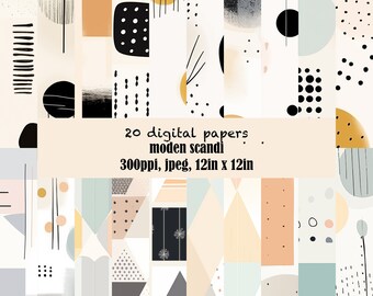 Modern Scandinavian Digital Paper: Neutral Abstract Patterns (digital ...