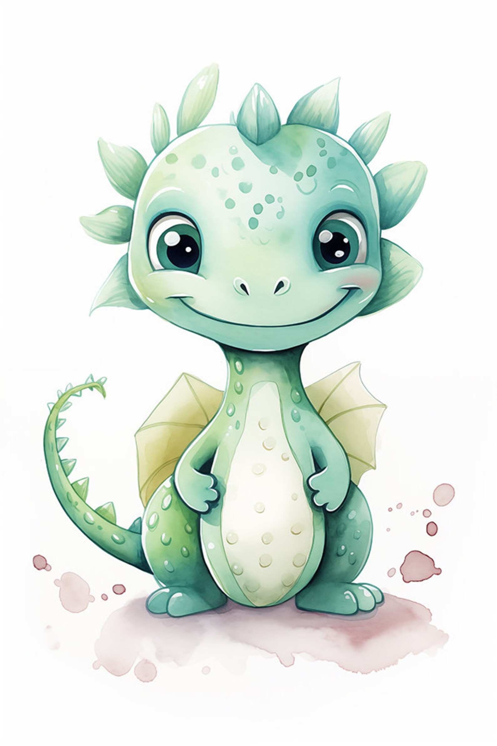 Dragon Nursery Wall Art - Watercolor Baby Dragon Prints, 300dpi ...