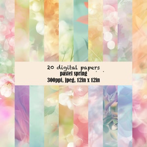 Spring Pastel Digital Paper Pack - Dreamy Pastel Backgrounds for Scrapbooking & Abstract Wall Decor