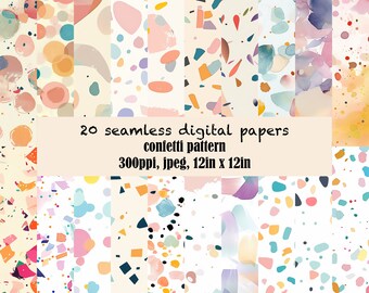 Pastel Confetti Digital Papers - Modern Artistic Backgrounds for Scrapbooking, Home Decor Wall Art, Creative Gift for DIY Enthusiasts