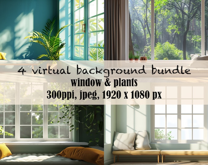 Stylish Home Office Zoom Backgrounds: Window & Plants (digital Download ...