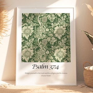 Psalm 37:4 Bible Verse Poster | Boho Bible Verse Print | Vintage Scripture Art Print | Aesthetic Bible Verse Wall Art | Digital Download