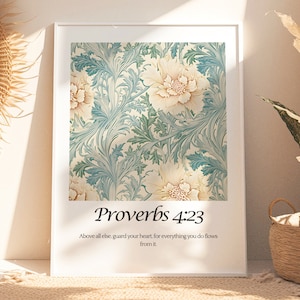 Sprüche 4:23 Bibel Vers Poster | Boho Bibel Vers Druck | Vintage Schrift Kunstdruck | Ästhetische Bibel-Vers-Wand-Kunst | Digitaler Download