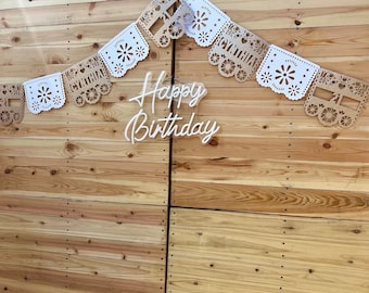 Custom Papel Picado Birthday Decor Garland Fiesta Party Decoration Bachelorette Party Wedding Decor Babyshower Happy Birthday Talavera