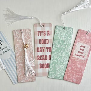 Coquette Metal Bookmark with Tassel Aesthetic Book Lover Gift Floral Gingham Bookmark  Just One More Chapter Cottagecore Reader Gift