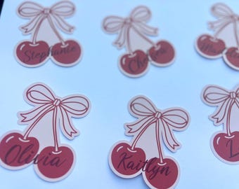 Personalized Cherry Bow Name Place Cards Custom Name Place Settings Coquette Party Decor  Bridal Shower Shes the Cherry on Top Bachelorette