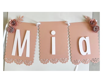 Custom Papel Picado Birthday Decor Backdrop Garland Party Decoration High Chair Banner Wedding Decor Babyshower Happy Birthday Talavera Name