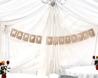 Happy Birthday Banner Sign Papel Picado Birthday Decor Garland Fiesta Party Decoration Glitter Talavera Decoracion Party Decor