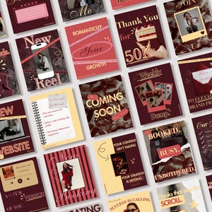 Bold Burgundy Instagram Templates for Social Media Managers | Editable Canva Posts, Carousels & Stories | Modern SMM Content Kit