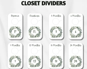 Eucalyptus Nursery Closet Dividers: Baby Clothes Organizer (Digital Download)