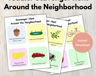 Neighborhood Scavenger Hunt for Toddlers and Preschoolers: Printable Nature Game (Digital Download)