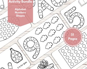Dot Marker Activity Bundle for Toddlers & Preschoolers: Alphabet, Numbers, and Shapes (Digital Download)