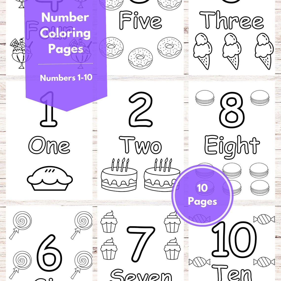 Number Coloring Pages 110, Sweets Coloring Pages, Prek Activity, Toddler Activity, Coloring