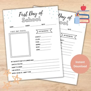 First & Last Day of School Interview Printable: Keepsake Questionnaire (Digital Download)