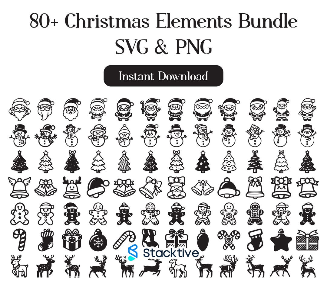80 Christmas SVG Bundle Cricut Christmas Clipart Christmas SVG Files ...
