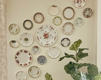 You Choose- vintage and antique decorative wall hanging plates and butter pads- hardware included- build your own plate gallery wall