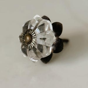 Glass and Antique bronze flower knob