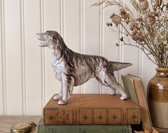 Vintage Ceramic Dog Figurine, 9-Inch Standing Porcelain Statue