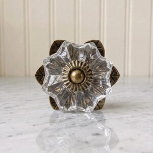 Glass and Antique bronze flower knob
