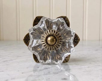 Glass and Antique bronze flower knob