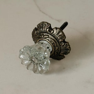 Glass and Antique bronze Glass Floral Knob with Umbrella base