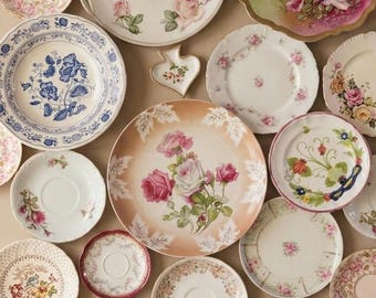 Vintage Cottage Plates – Floral Gallery Wall Decor, Only 3-7 dollars per plate