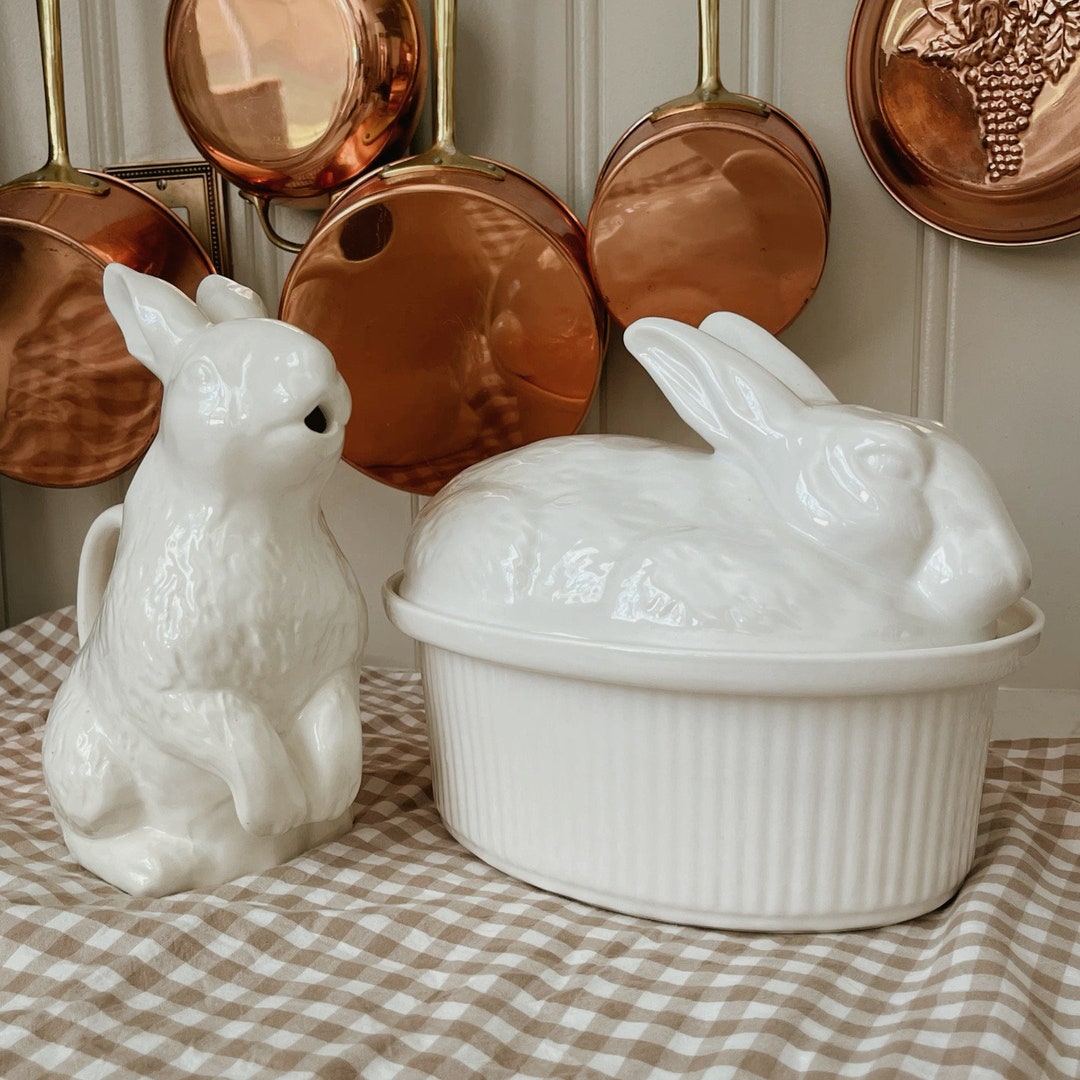 You Choose Vintage White Rabbit Bunny Casserole Serving Dish/ Bunny ...