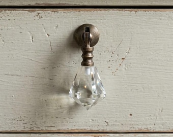 Glass and Antique bronze teardrop Knob