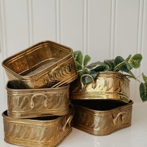 Vintage Solid Brass Planters – 6.5&quot; Wide Decorative Indoor Plant Pots, Two Styles Available
