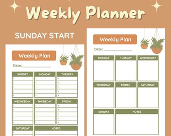 Minimalist Weekly Planner Printable: A4, A5, Letter (Digital Download)