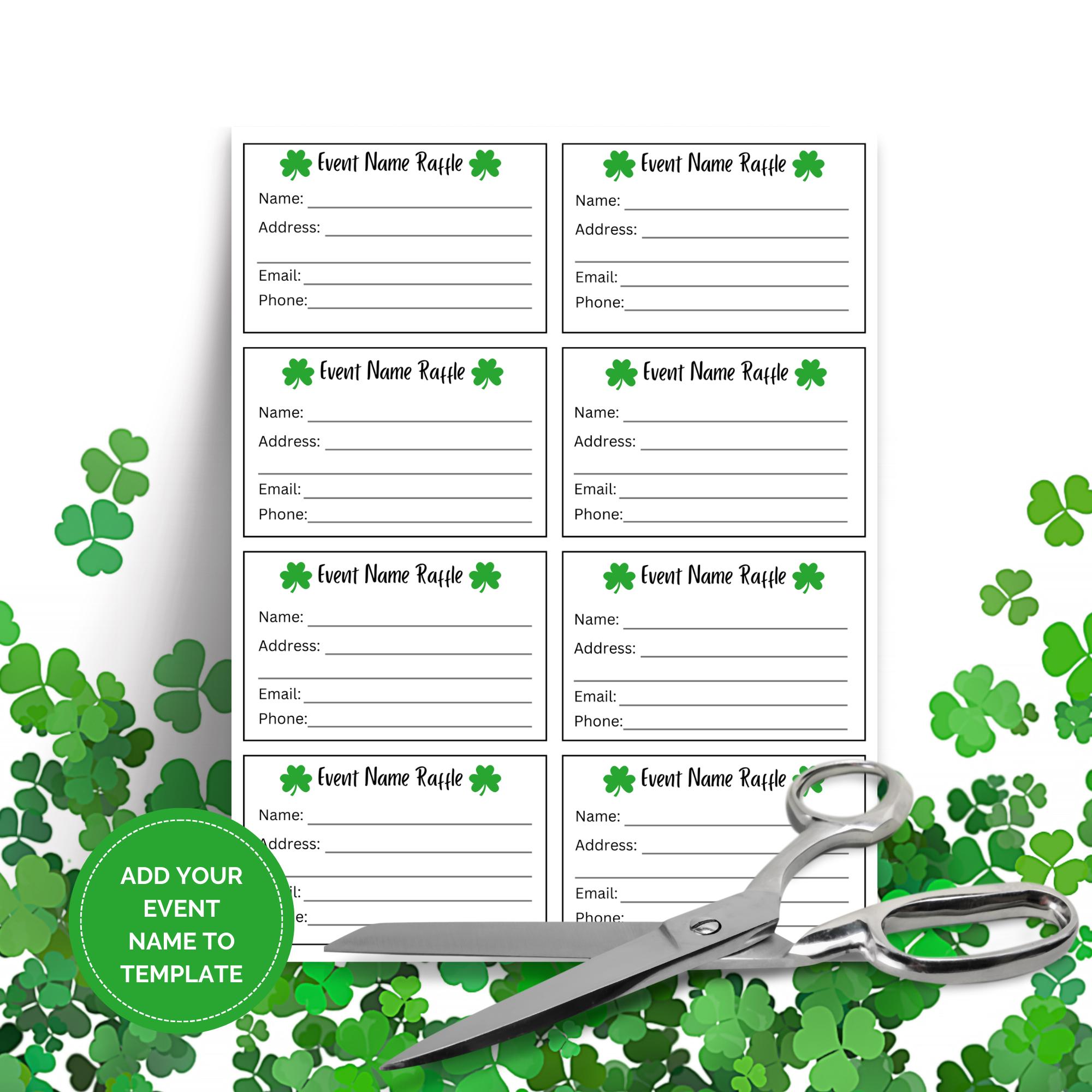 Pto Day Raffle Editable St Patricks Day Raffle Ticket Template, Fundraising Event ...
