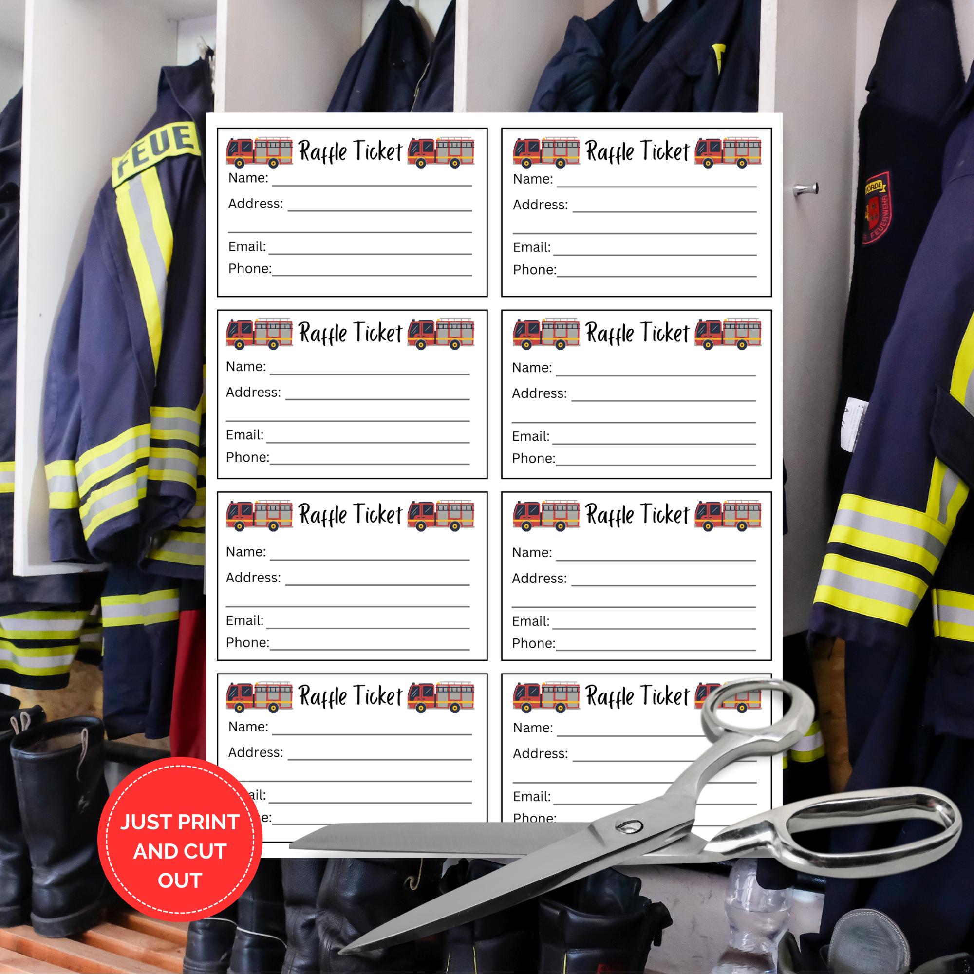 Editable Fire Department Raffle Ticket Template, Fundraising Event ...