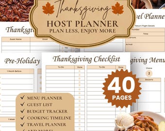 Editable Thanksgiving Holiday Hosting Meal Planner, Canadian Thanksgiving, Turkey Day Event Planner, Thanksgiving Menu, Thanksgiving Games