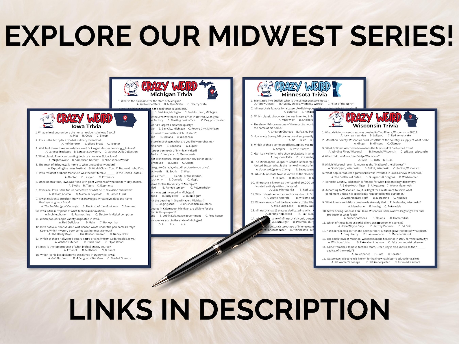 Printable Crazy Weird Wisconsin Trivia Game, US States Pub Trivia ...