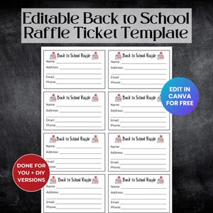 Bearbeitbare Back to School Raffle Ticket-Vorlage, Spendenaktion, Schul PTO-Spendenaktion RAF01
