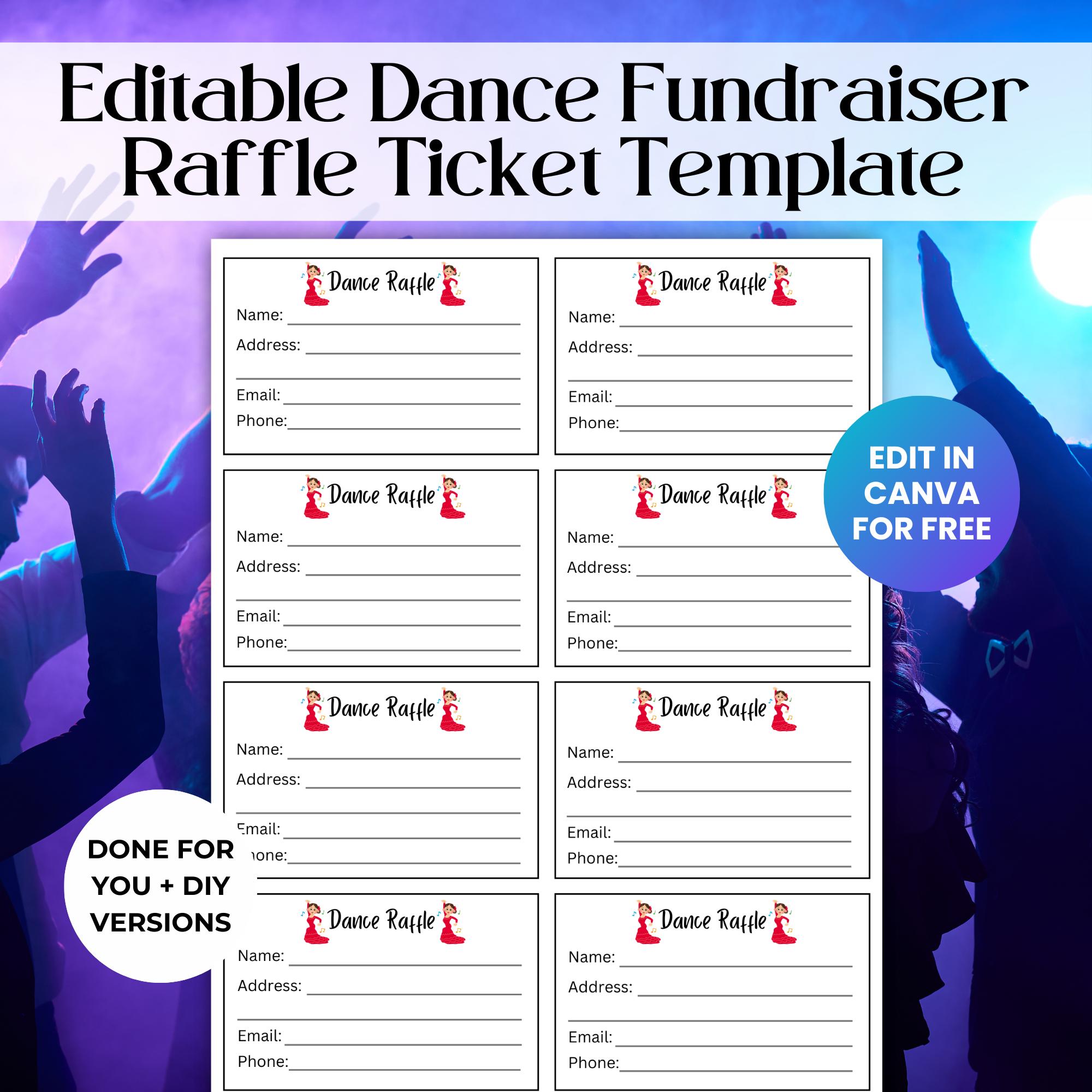 Editable Dance Fundraiser Raffle Ticket Template, Fundraising Event ...