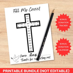 Printable Fill My Cross Church Fundraiser Bundle, Fundraiser Calendar, Donations Tracker, Quick Fundraising for Mission Trip, Church Camp