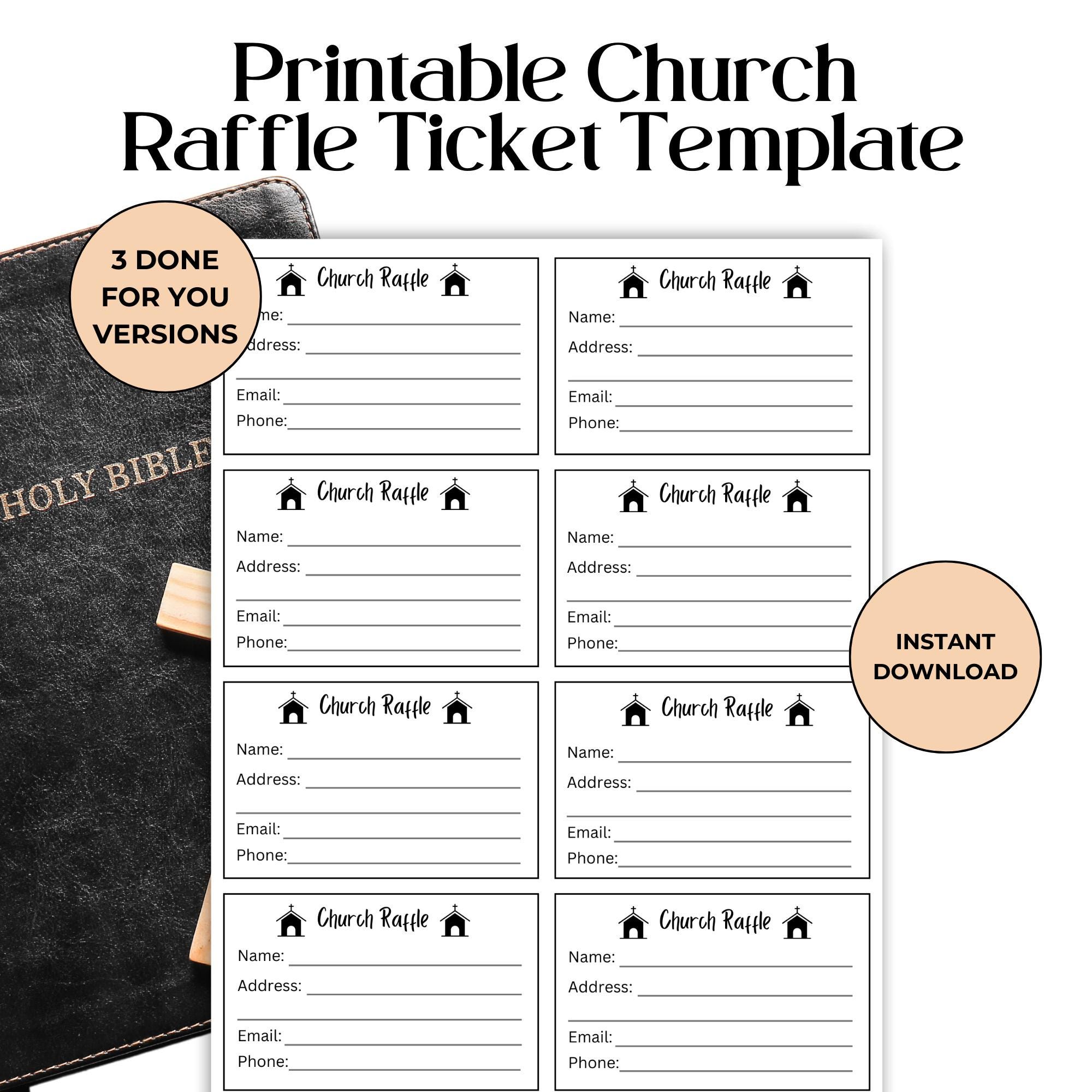 Chaplaincy Raffle Printable Church Raffle Ticket Template, Fundraising Event Ideas ...