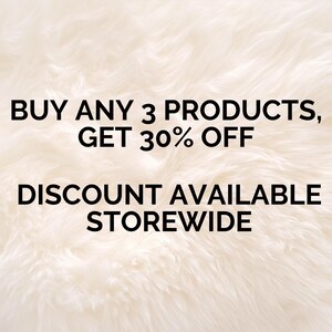 Buy any three products storewide and get 30 percent off.