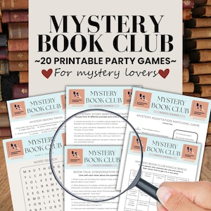 Printable Mystery Book Club Games Bundle: Icebreakers, Questions, Writing Prompts & other Word Games, Author Takeover Games BK03