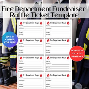 Bearbeitbare Feuerwehr-Verlosungskarte, Spendenaktion, Schul-PTO-Spendenaktion RAF01