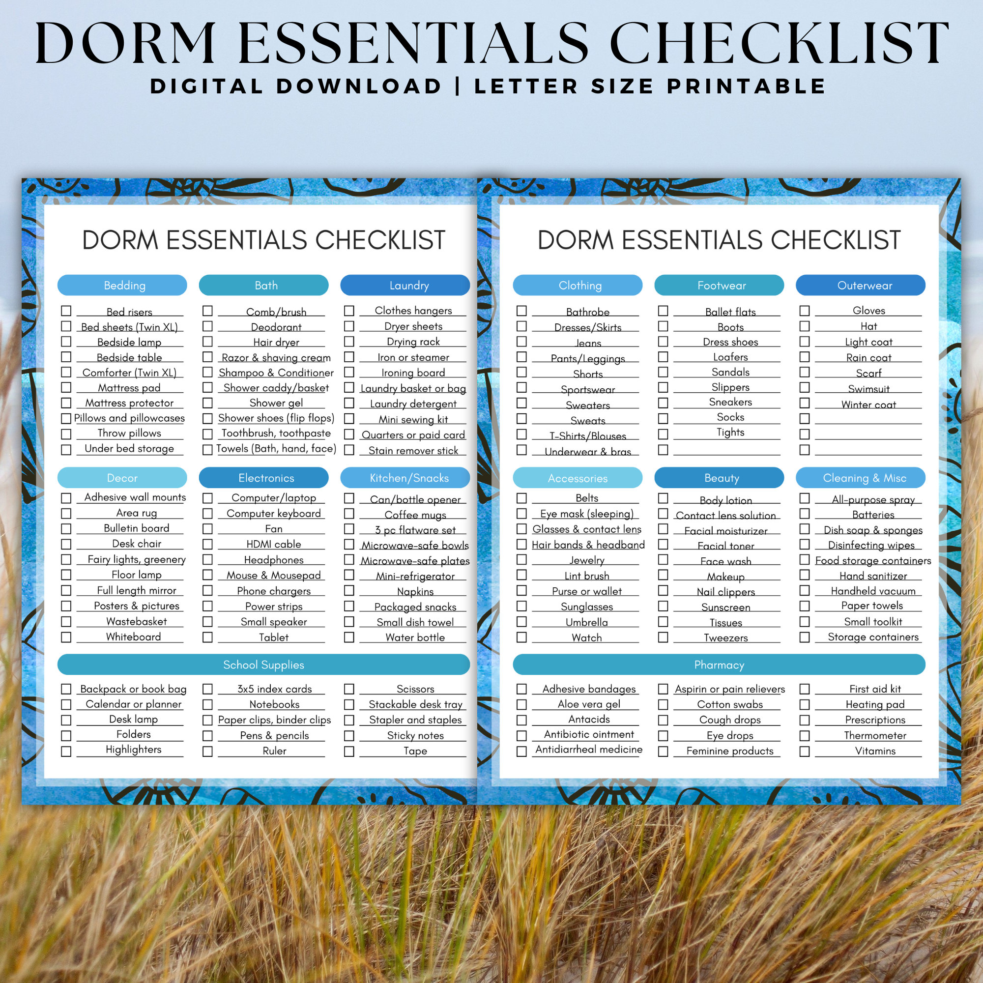 Printable College Dorm Essentials Checklist - An Ocean Inspired Coastal Cowgirl College Freshmen Shopping List