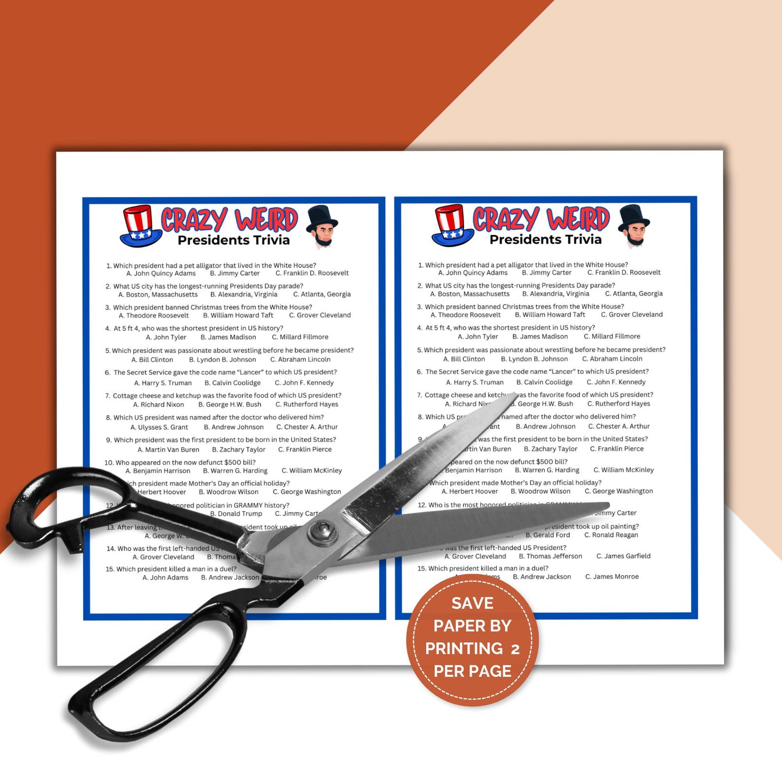 Printable Crazy Weird Presidents Trivia Game Perfect for Presidents Day ...
