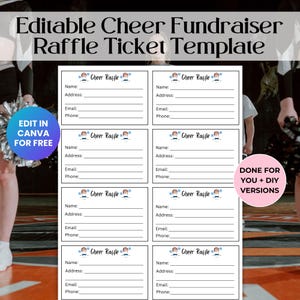 Bearbeitbare Cheer Fundraiser Raffle Ticket Vorlage, Fundraiser-Veranstaltung, Schul PTO Fundraiser RAF01