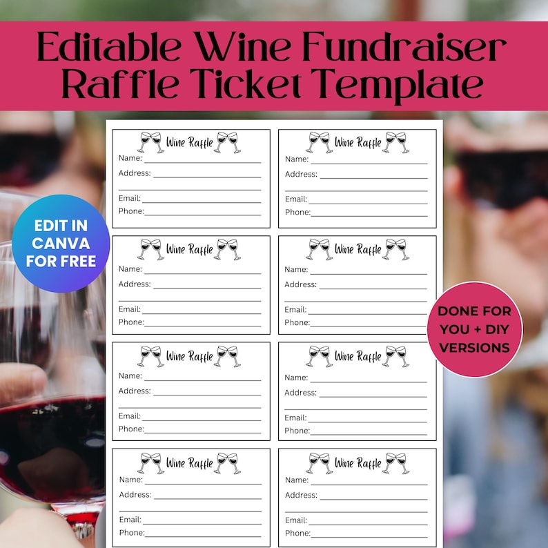 Editable Wine Gift Basket Raffle Ticket Template, Winery Fundraising ...